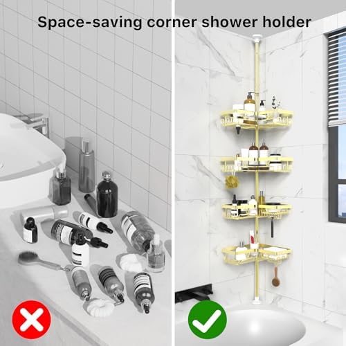 KEGII Corner Shower Caddy Tension Pole, Bathroom Storage Rack - Image 6