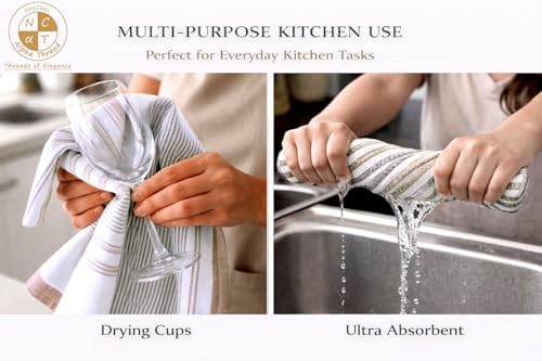 Pack of 6 Cotton Kitchen Towels Set, Dish Towels, Cleaning Rags, Kitchen Dish - Image 7
