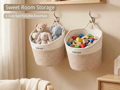 Coeusy 2 Pack Hanging Basket, Boho Wall Basket Hanging - Image 2