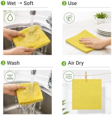 Swedish Dish Cloths for Kitchen, Ultra Absorbent Reusable Cleaning Cloths - Image 5