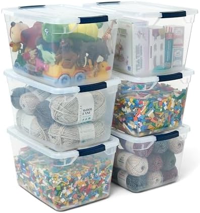 Rubbermaid Cleverstore Clear 32 Qt, 6 Pack Stackable Plastic Storage Bins by Unknown