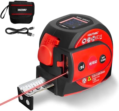 HAUTMEC 3-in-1 Laser Tape Measure, 197ft Digital Tape Measure & 16ft Measuring by HAUTMEC