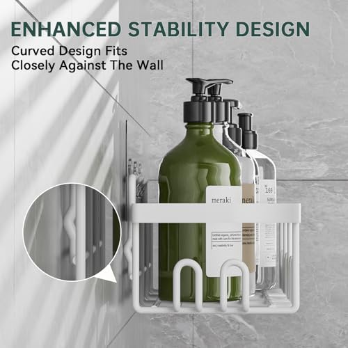 5-Pack Adhesive Shower Caddy for Bathroom & Home Decor White - Image 3