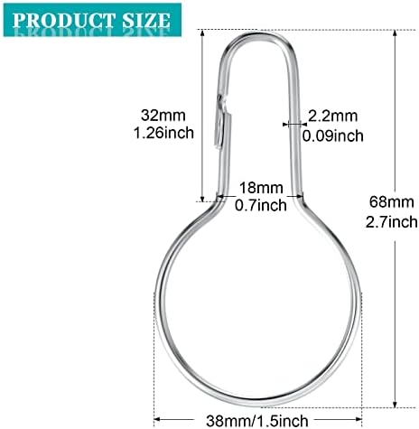 Queekay 60 Pcs Metal Shower Curtain Hooks Reusable Hanging Clips - Image 2