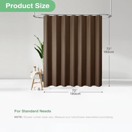 Dynamene Waffle Shower Curtain 256 GSM Heavy Duty Fabric 72"x72" Brown - Image 3