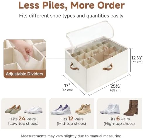 StorageWorks 24-Pair Large Closet Shoe Organizer, Adjustable Divider - Image 2