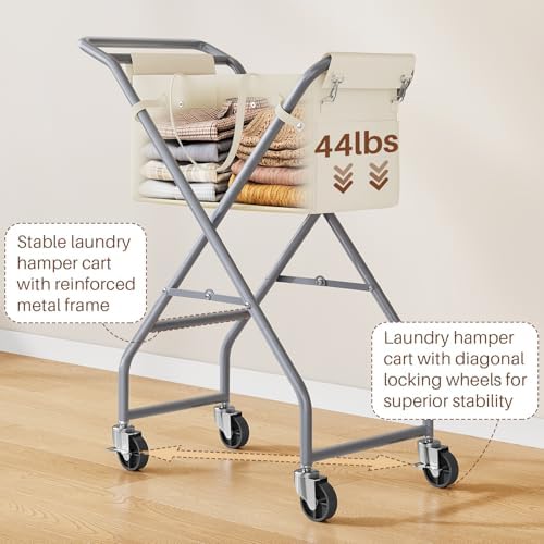 No-Bend Laundry Cart- Rolling Hamper - Image 4