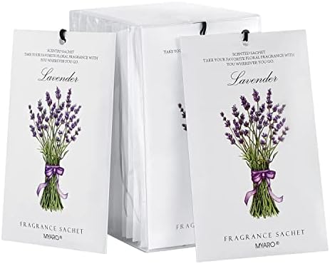 MYARO 12 Pack Lavender Scented Sachets, Closet Deodorizer Car Air Freshener by MYARO