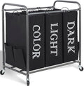 STORAGE MANIAC 3 Section Laundry Sorter, 35.6 Gal Laundry Hamper Cart by STORAGEMANIAC