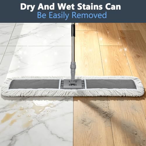 Masthome Commercial Dust Mop, Total 2 Reusable Pads, 360° Swivel Wet Dry Mops - Image 7
