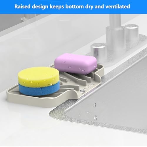 Sponge Holder for Kitchen Sink, Dish Sponge Holder Soap Tray - Image 3