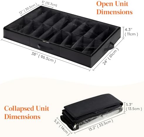 Lifewit Under Bed Shoe Storage Organizer 4 Pack, 4.3 Inches Profile Fabric - Image 3