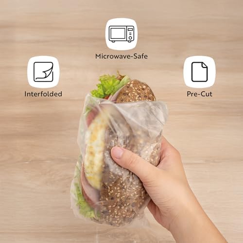 Restaurantware Plastic Food Wraps 1000 Pack of 10.75" x 10" Pre-Cut Clear - Image 4