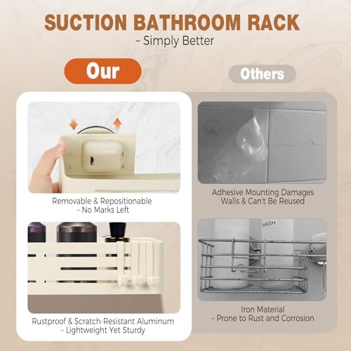 Lekesky Suction Cup Shower Caddy, No Drill Shower Shelf, Aluminum Rust Proof - Image 6