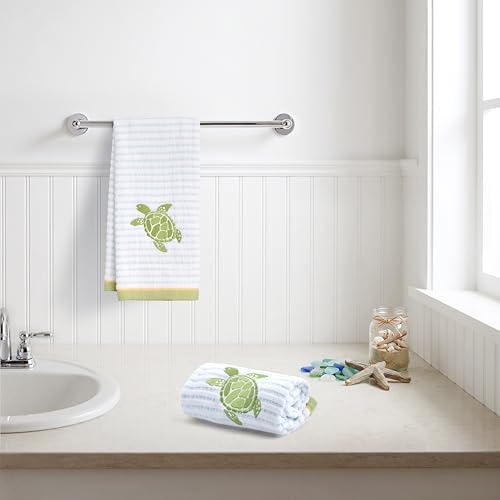 Ritz 2-Piece Cotton Velour Bathroom Hand Towel Set, Embroidered Sea Turtle - Image 4