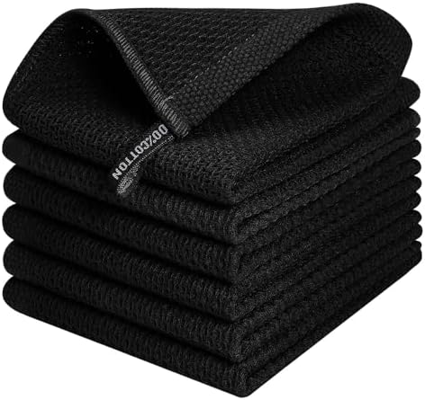 QUILTINA Kitchen Dish Cloths 6 Pack, 12 x 12 Inches, 100% Cotton Waffle Weave by Quiltina