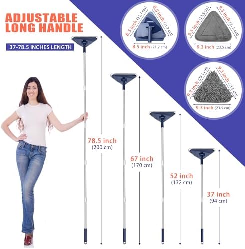 JEHONN Wall Cleaner Mop with Long Handle 82 Inches, 3-in-1 Ceiling Cleaning - Image 3
