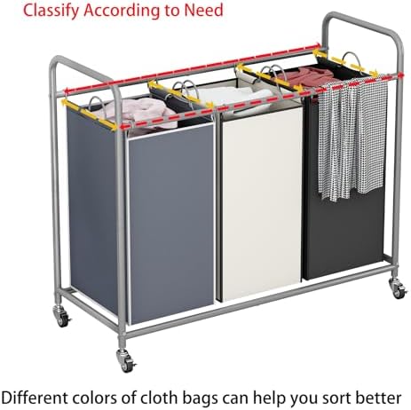 LINZINAR 3 Bags Laundry Hamper Assorted Laundry Basket 135L Laundry Sorter - Image 5