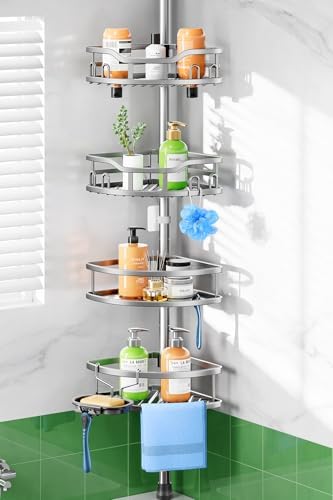 HAMITOR Shower Caddy Tension Pole: Rustproof Quick Install Standing Corner by HAMITOR