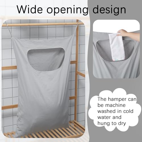 2 Pcs Large Hanging Laundry Hamper Bag 28 x 35 in Over The Door Hamper Space - Image 5