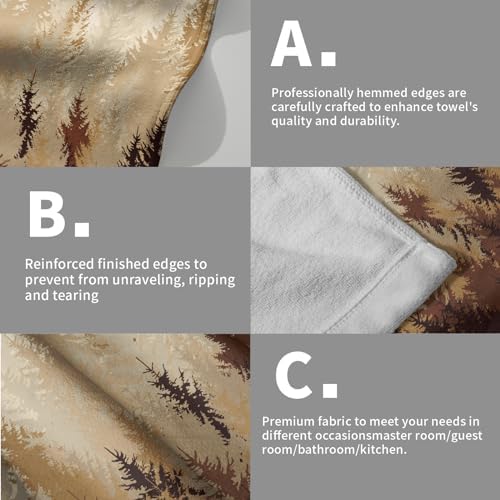 Brown Yellow Misty Forest Hand Towels Set of 2 Fall Mountain Woodland - Image 5