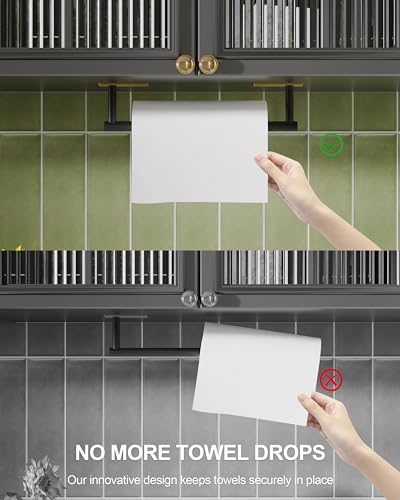 Paper Towel Holder Under Cabinet Self Adhesive Black & Gold - Image 5