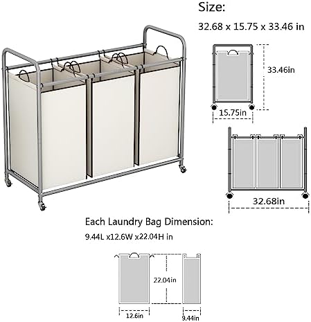 LINZINAR 3 Section Laundry Hamper - Image 5