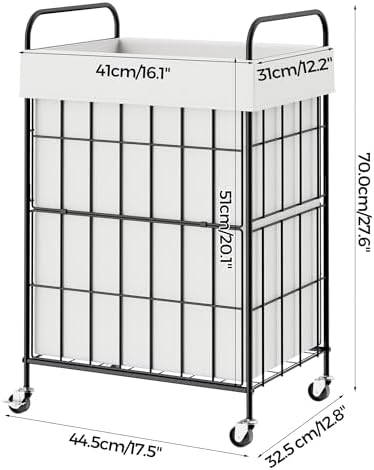 90L Laundry Hamper with Wheels, Laundry Basket with Handle and Liner Bag - Image 7