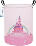 Round Foldable Pink Fairy Castle Laundry Hamper by ONOEV