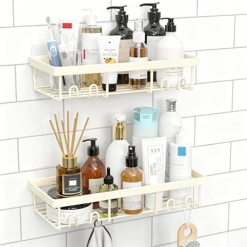 Moforoco Shower Caddy Shelf Organizer Rack, Self Adhesive Black Bathroom by MOFOROCO