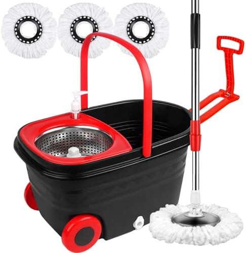 Spin Mop and Bucket with Wringer Set, 360° Rotating Head Mop Bucket System with by Roixeeds