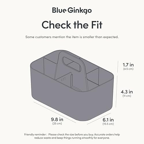 BLUE GINKGO Stackable Organizer Caddy, Dark Grey, Made in Korea - Image 3