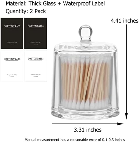 rejomiik 2 Pack Qtip Holder Thick Glass Apothecary Jars - Image 3