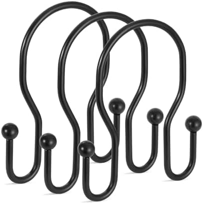 12 Pack Double Shower Curtain Hooks Rings, TENOVEL Double Sided Shower Curtain by TENOVEL