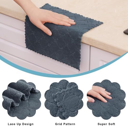 Homaxy 18 Pack Super Soft Absorbent Dish Cloths, Dark Grey - Image 2