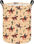 Round Laundry Basket Collapsible Storage Organizer Cactus Cowboy by LANGYASHAN