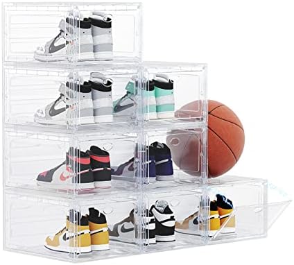 US 15 Clear Entryway Shoe Storage Boxes Stackable XXL, 8 Pack Clear Shoe Boxes by OMOPINSHOEBOX
