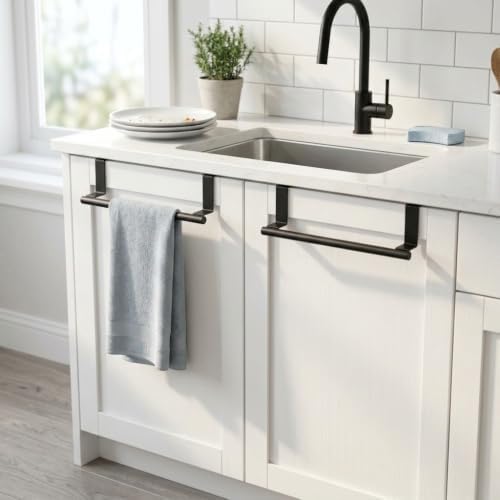 Cabinet Door Towel Bar, Kitchen Towel Holder, Matte Black 2 Pack - Image 6