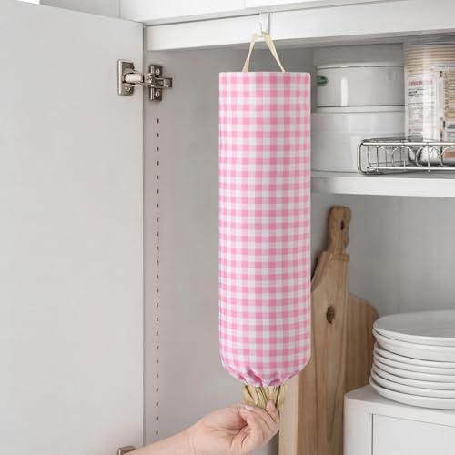 Gingham Plastic Bag Holder for Grocery Bag - Image 6