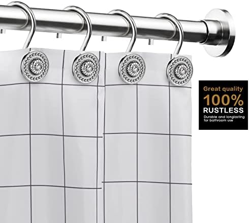 Silver Shower Curtain Hooks, Rust Proof Shower Curtain Rings - Image 3