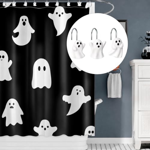Sunlit Ghost Shower Curtain Hooks, Home Decorative Shower Curtain Rings - Image 4