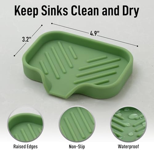 Zulay Kitchen Small Silicone Sponge Holder – Space-Saving Sink Organizer Tray - Image 4