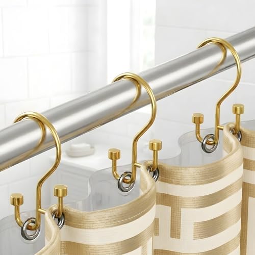 Bathway 12-Pack Double Shower Curtain Hooks, Rust-Resistant Metal Shower by Bathway