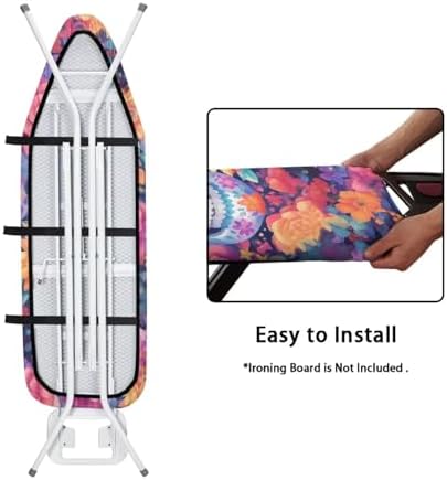 Skull Flower Steam Ironing Board Cover Standard Size 15" X 54", Watercolor - Image 5