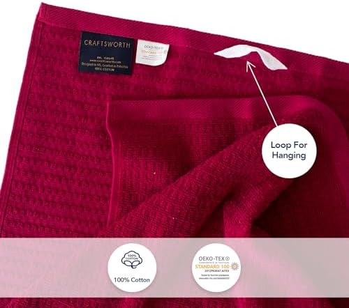 CRAFTSWORTH Cotton Kitchen Towels15 x 26" Solid Red Kitchen Hand Towels - Image 4
