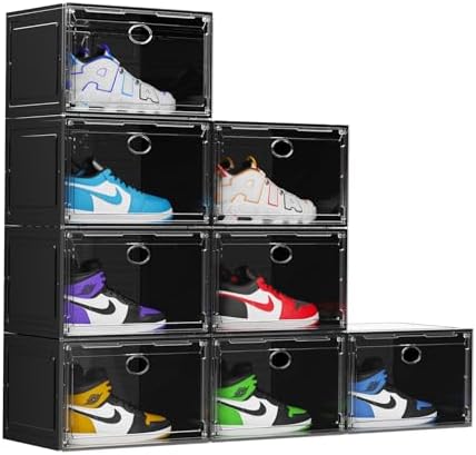 KEFA XL Shoe Storage Box Organizer, 8 Pack Shoe Boxes Clear Plastic Stackable by KEFASTORAGEBOX