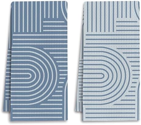 Abstract Boho Blue Kitchen Towels, Minimalist Contemporary Dish Tea Towels by Unknown