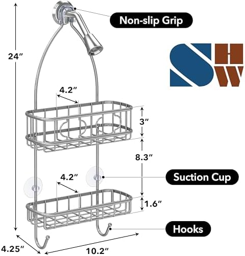 Simple Houseware Hanging Shower Head Caddy Organizer, 24 x 10 - Image 3