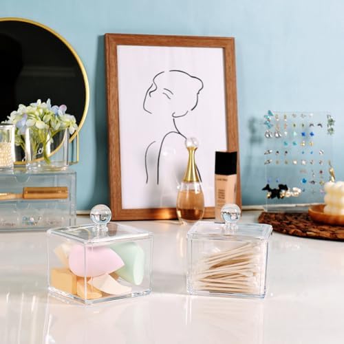 SheeChung Square Acrylic Qtip Holder, 1 Pack Bathroom Canisters - Image 6
