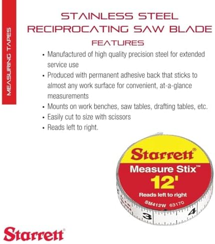Starrett Tape Measure Stix, 1/2" x 144", S1 Style - Image 2